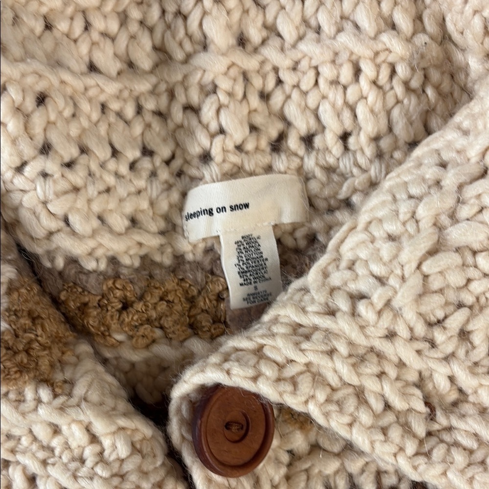 Vintage Anthropologie Y2K Sleeping On Snow Floral Knit Cardigan with Hood Small - Picture 4 of 15